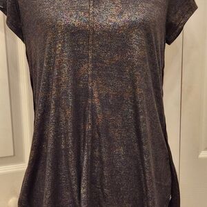 Mossimo Women's Shimmering Foil Print Black Top Sz Sm